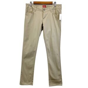 NEW Dickies Juniors 13 Skinny Leg Low‎ Rise Chino Pants Khaki Tan Uniform Work